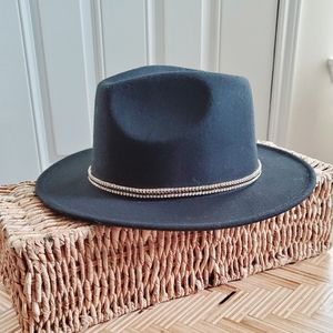 Black rhinestone fedora hat